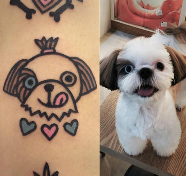 Korean Artist Transforms Beloved Pets into Quirky Cartoon-Inspired Tattoos